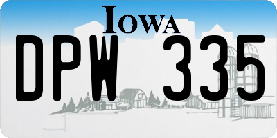 IA license plate DPW335
