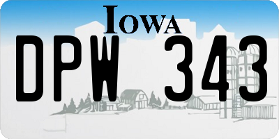 IA license plate DPW343