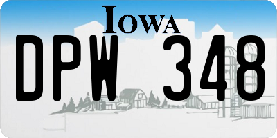 IA license plate DPW348