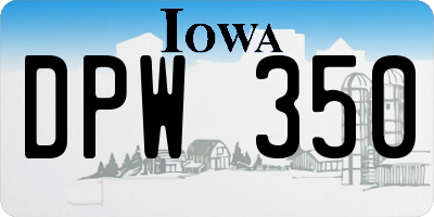 IA license plate DPW350