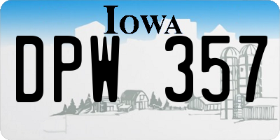 IA license plate DPW357
