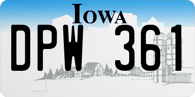 IA license plate DPW361