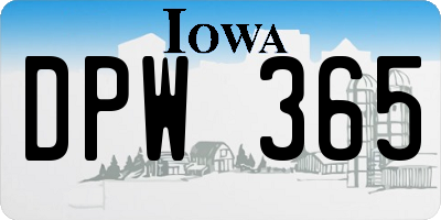 IA license plate DPW365