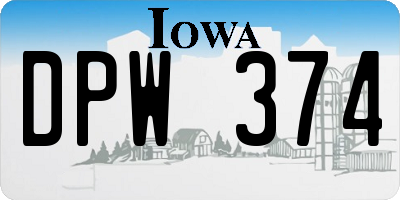 IA license plate DPW374