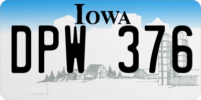 IA license plate DPW376