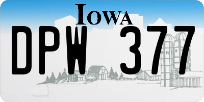 IA license plate DPW377