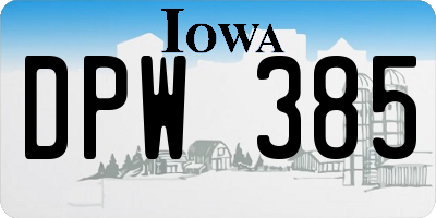 IA license plate DPW385