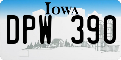 IA license plate DPW390
