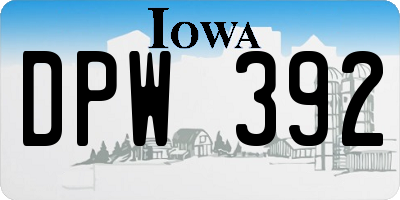 IA license plate DPW392