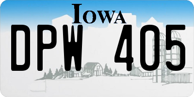 IA license plate DPW405