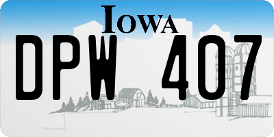 IA license plate DPW407