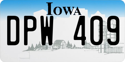 IA license plate DPW409