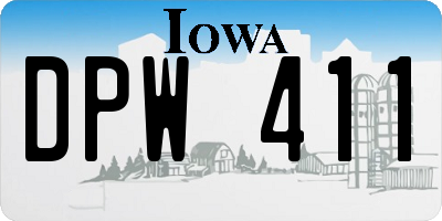 IA license plate DPW411