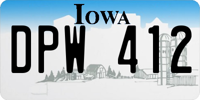 IA license plate DPW412