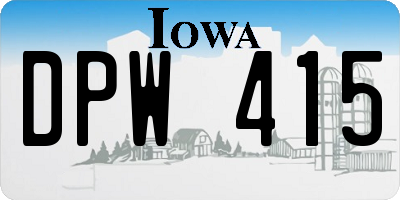 IA license plate DPW415