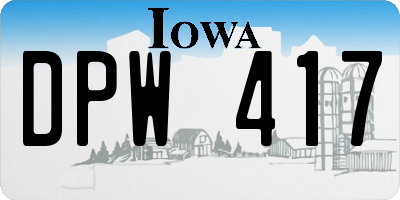 IA license plate DPW417