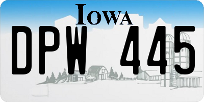 IA license plate DPW445