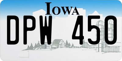 IA license plate DPW450