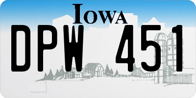 IA license plate DPW451