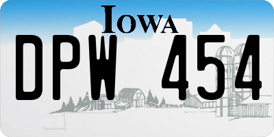 IA license plate DPW454
