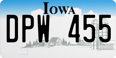 IA license plate DPW455