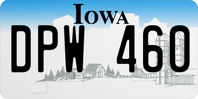 IA license plate DPW460