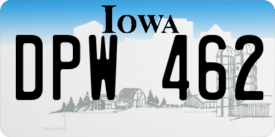 IA license plate DPW462