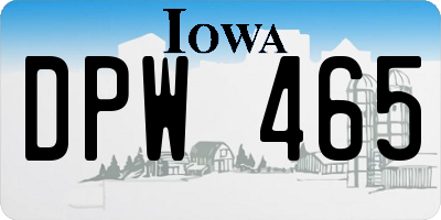 IA license plate DPW465