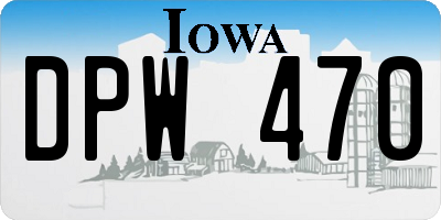 IA license plate DPW470
