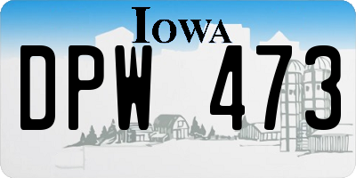 IA license plate DPW473