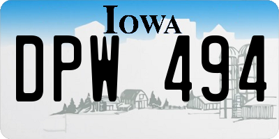 IA license plate DPW494