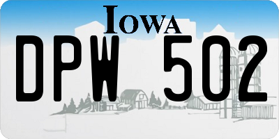 IA license plate DPW502