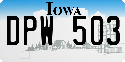 IA license plate DPW503