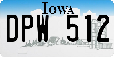 IA license plate DPW512