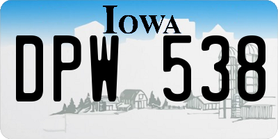 IA license plate DPW538