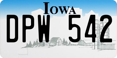 IA license plate DPW542