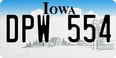 IA license plate DPW554