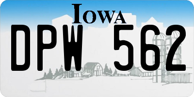 IA license plate DPW562