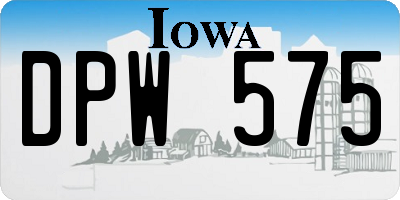 IA license plate DPW575