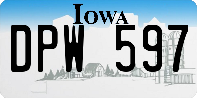 IA license plate DPW597