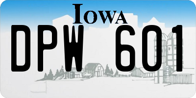 IA license plate DPW601