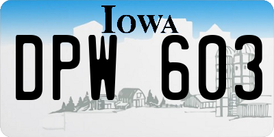 IA license plate DPW603