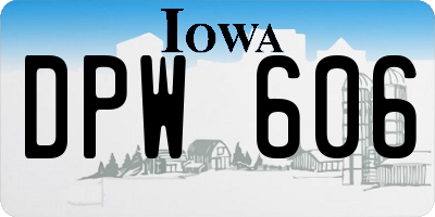 IA license plate DPW606
