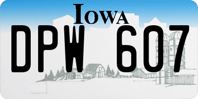 IA license plate DPW607