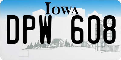 IA license plate DPW608
