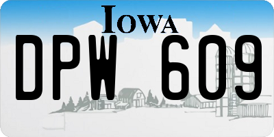 IA license plate DPW609