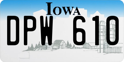 IA license plate DPW610