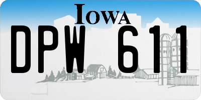 IA license plate DPW611