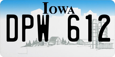 IA license plate DPW612