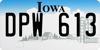IA license plate DPW613